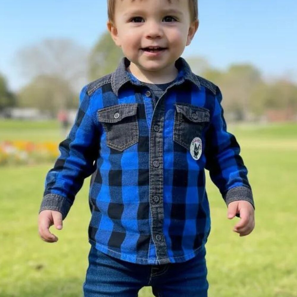 PL Kids Buffalo Check Colourblock Button-Down Shirt 2T